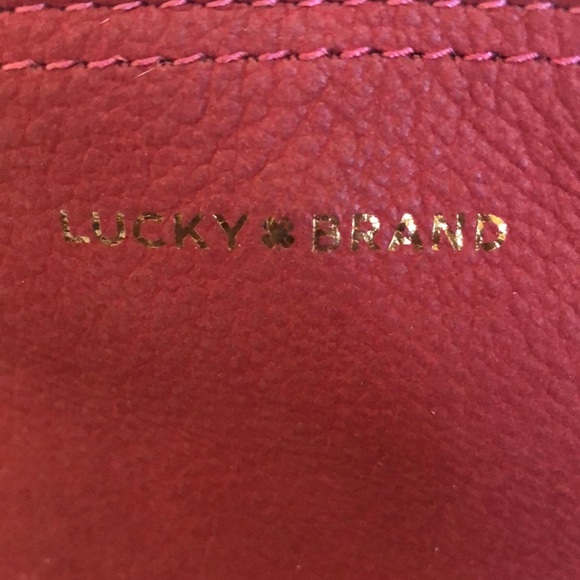 Lucky Brand Red leather Fringe Bucket Bag with crossbody strap Tribal Pattern - Picture 6 of 14